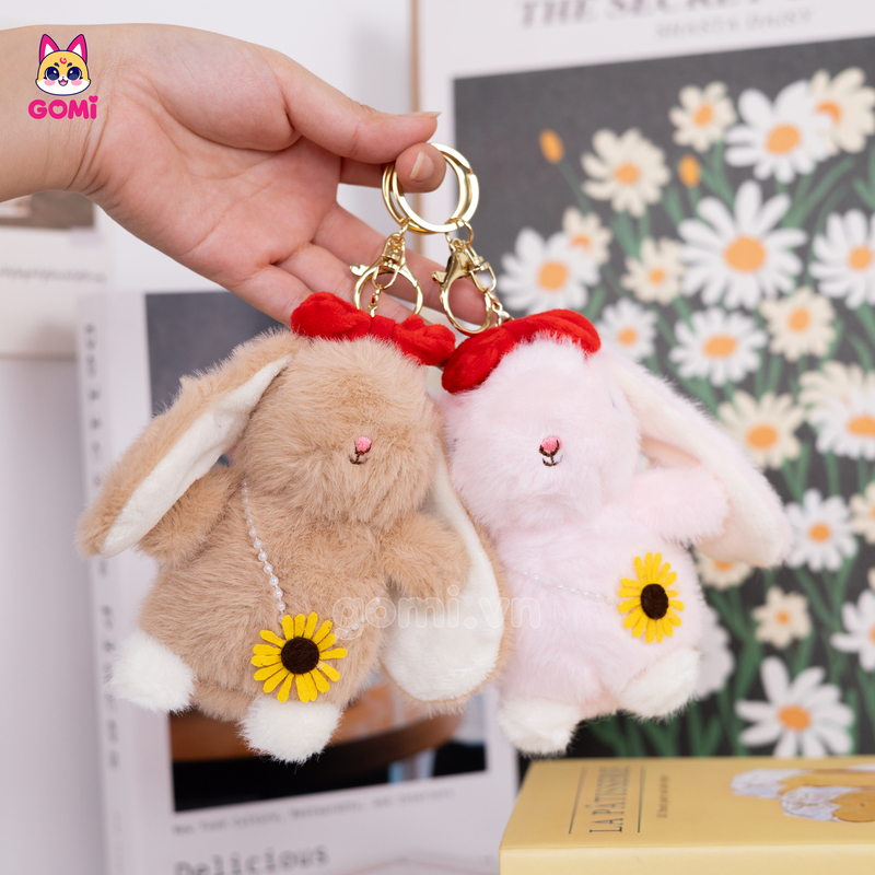 Móc Khóa Thỏ Đeo Túi Hoa