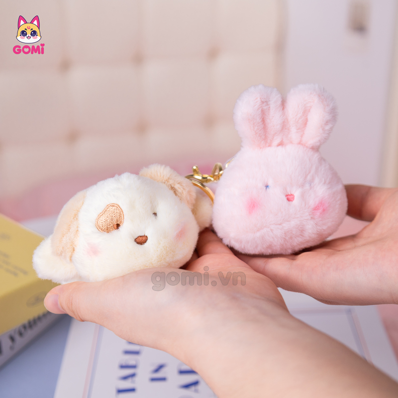 Móc Khóa Thỏ Hồng Nằm