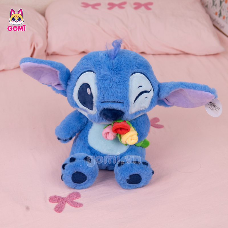 Gấu Bông Stitch Xanh Ôm 3 Bông