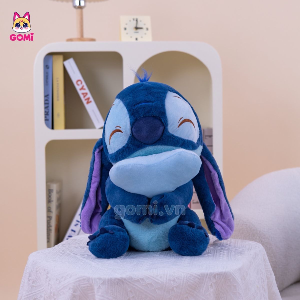 Gấu Bông Stitch Xanh Ôm Tim