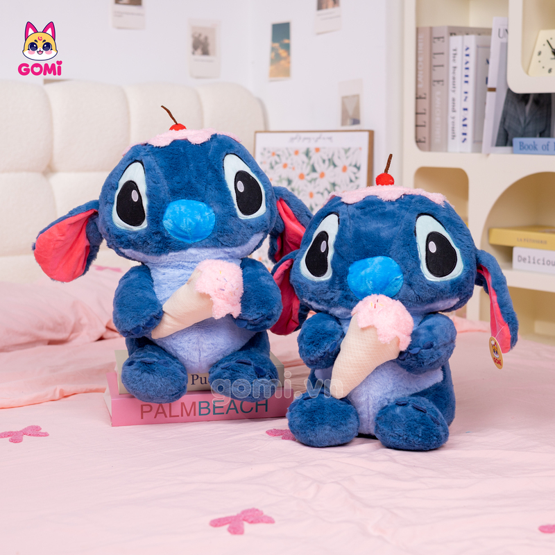 Gấu Bông Stitch Xanh Đậm Ôm Kem