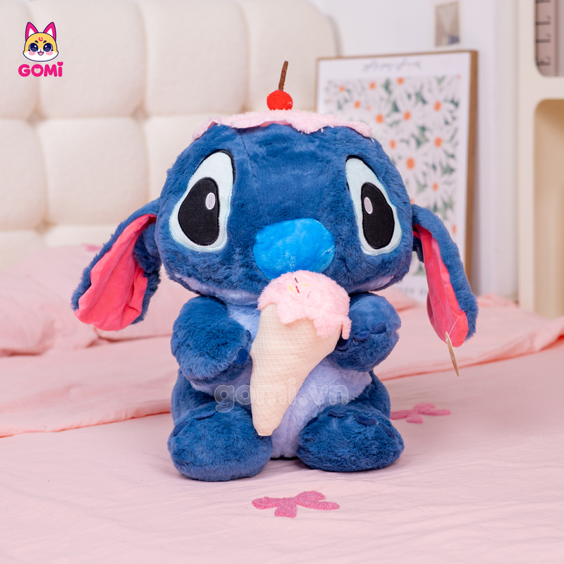 Gấu Bông Stitch Xanh Đậm Ôm Kem