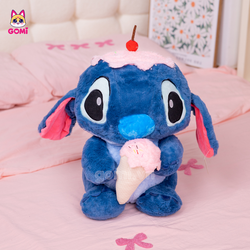 Gấu Bông Stitch Xanh Đậm Ôm Kem