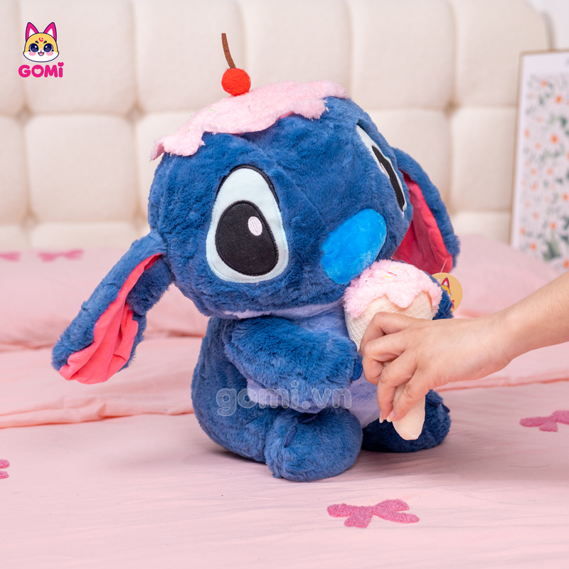 Gấu Bông Stitch Xanh Đậm Ôm Kem