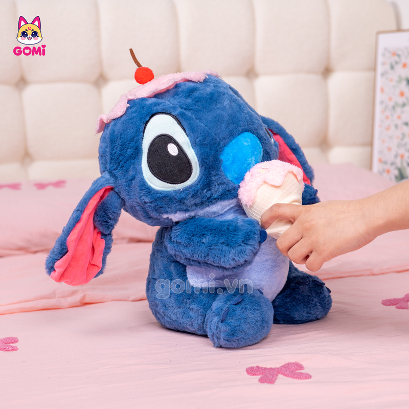 Gấu Bông Stitch Xanh Đậm Ôm Kem