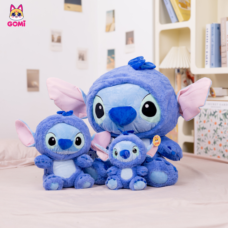 Gấu Bông Stitch Xanh Đội Nón Quả