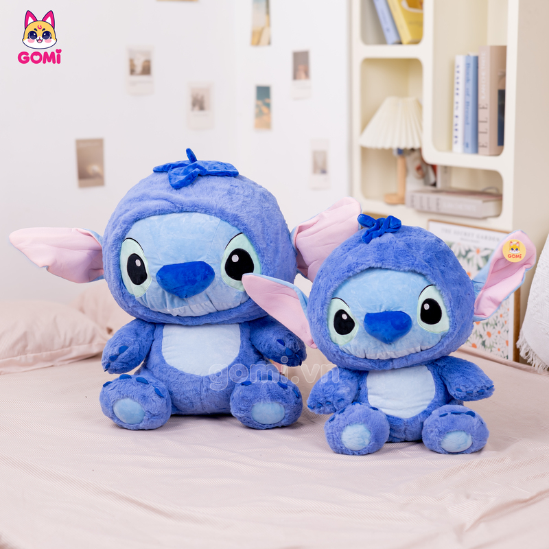 Gấu Bông Stitch Xanh Đội Nón Quả