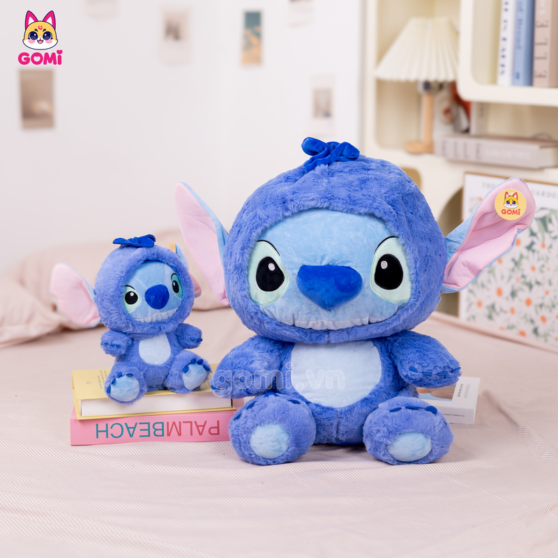 Gấu Bông Stitch Xanh Đội Nón Quả