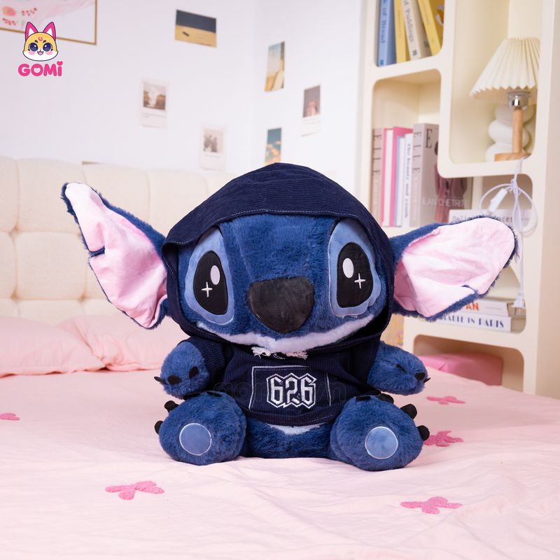 Gấu Bông Stitch Xanh Mặc Áo Hoodie
