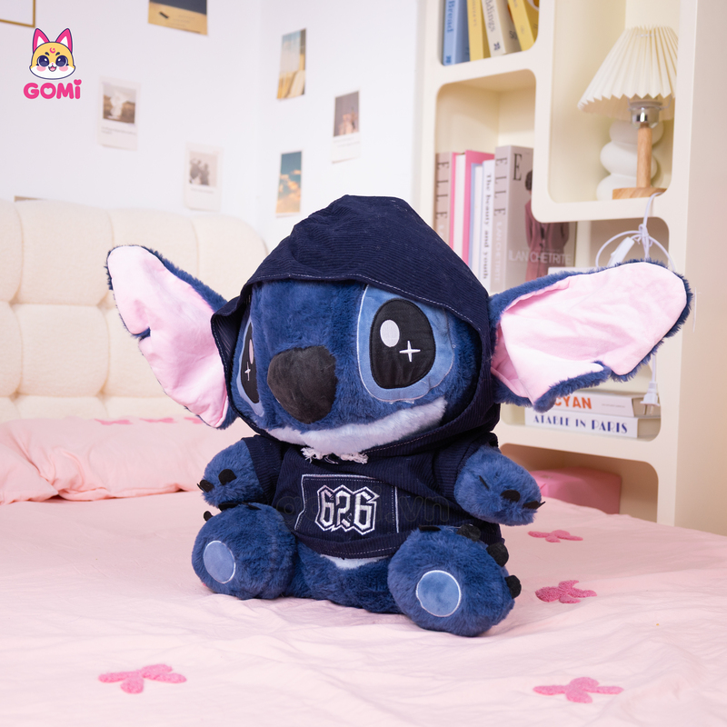 Gấu Bông Stitch Xanh Mặc Áo Hoodie