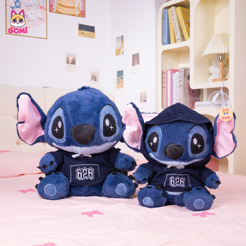 Gấu Bông Stitch Xanh Mặc Áo Hoodie