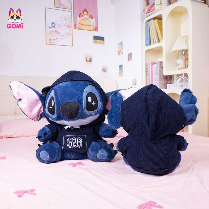 Gấu Bông Stitch Xanh Mặc Áo Hoodie