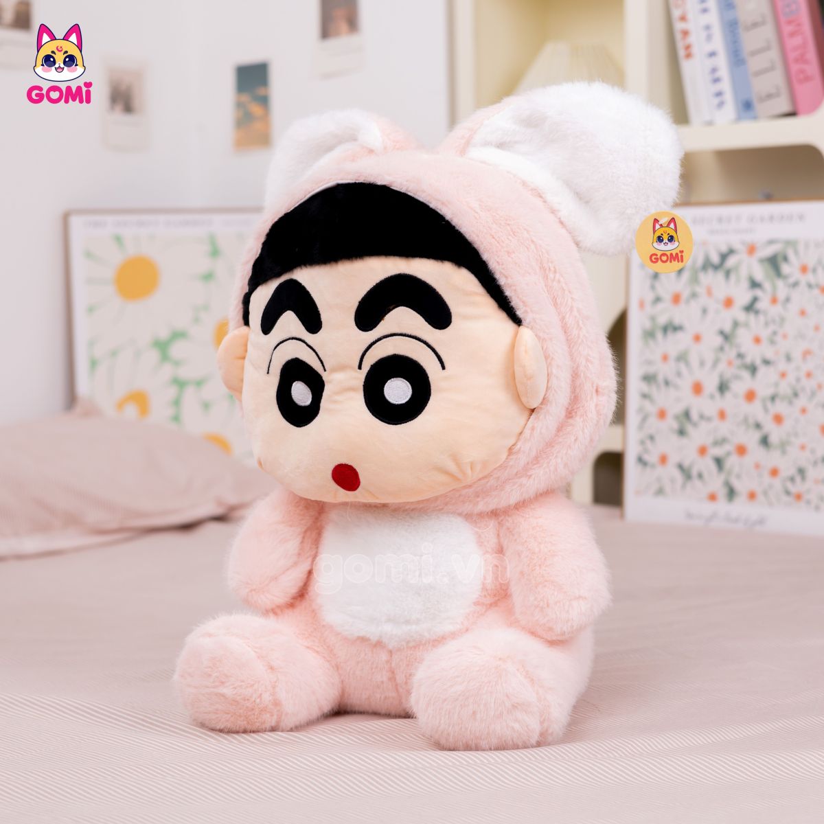 Gấu Bông Shin Cosplay Thỏ Hồng