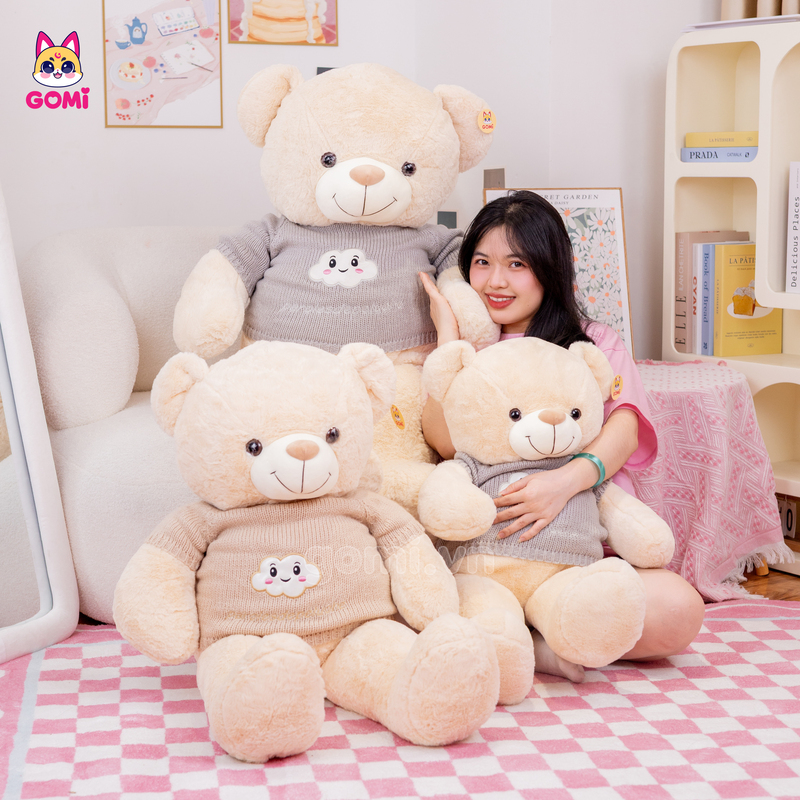 Gấu Bông Teddy Áo Len Mây Cười