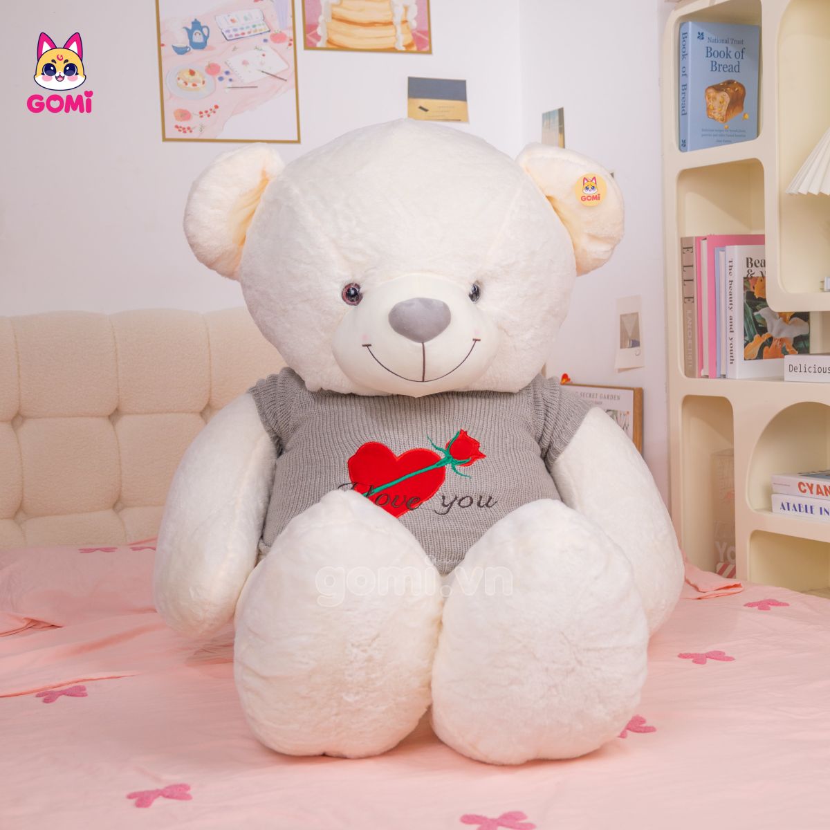 Gấu Bông Teddy Áo Tim Hoa