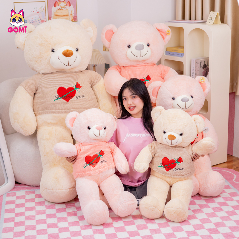 Gấu Bông Teddy Áo Tim Hoa