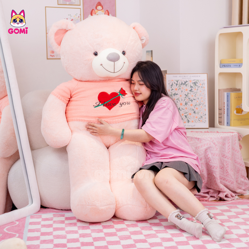 Gấu Bông Teddy Áo Tim Hoa