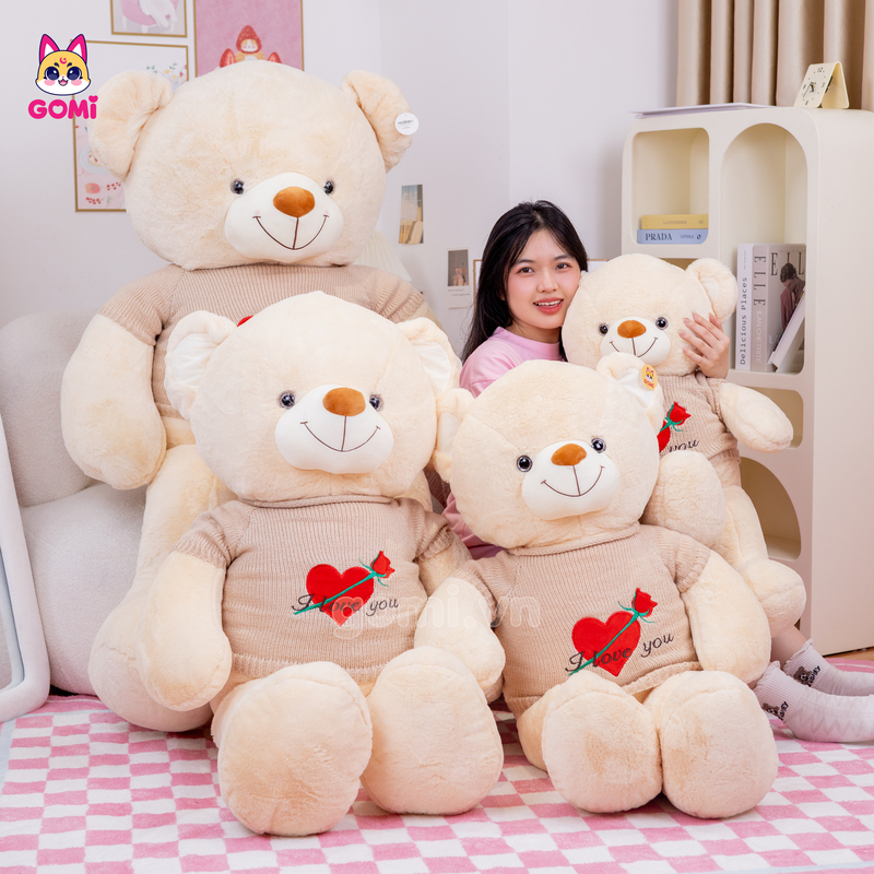 Gấu Bông Teddy Áo Tim Hoa
