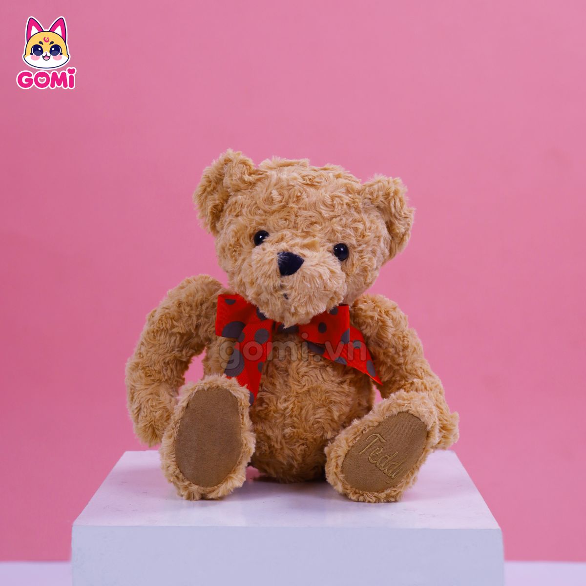 Gấu bông Teddy Nơ Đỏ Chấm Bi