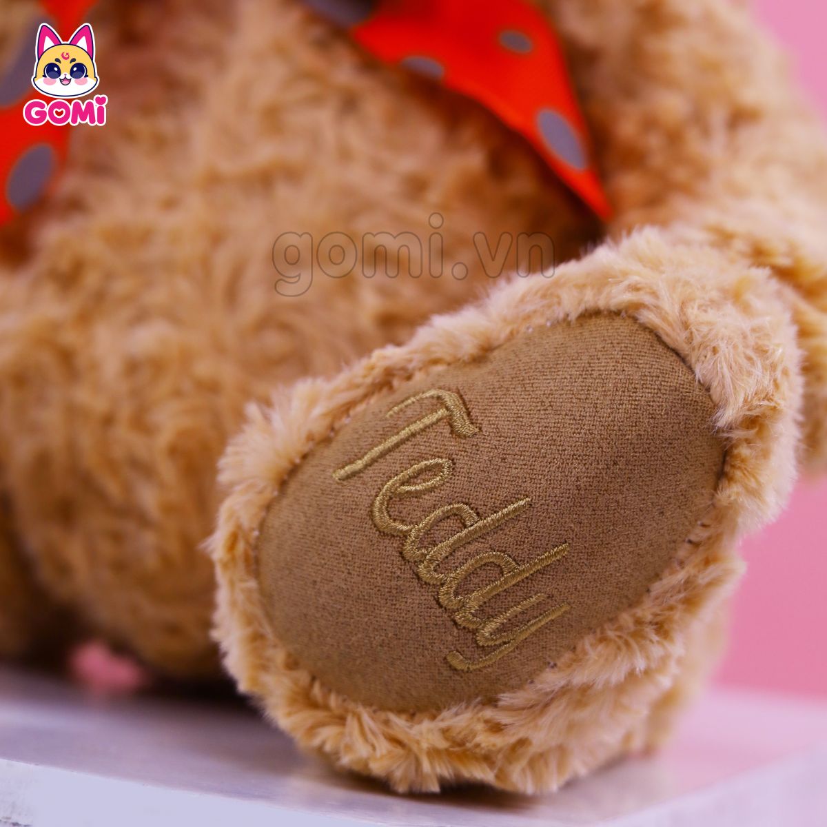 Gấu bông Teddy Nơ Đỏ Chấm Bi