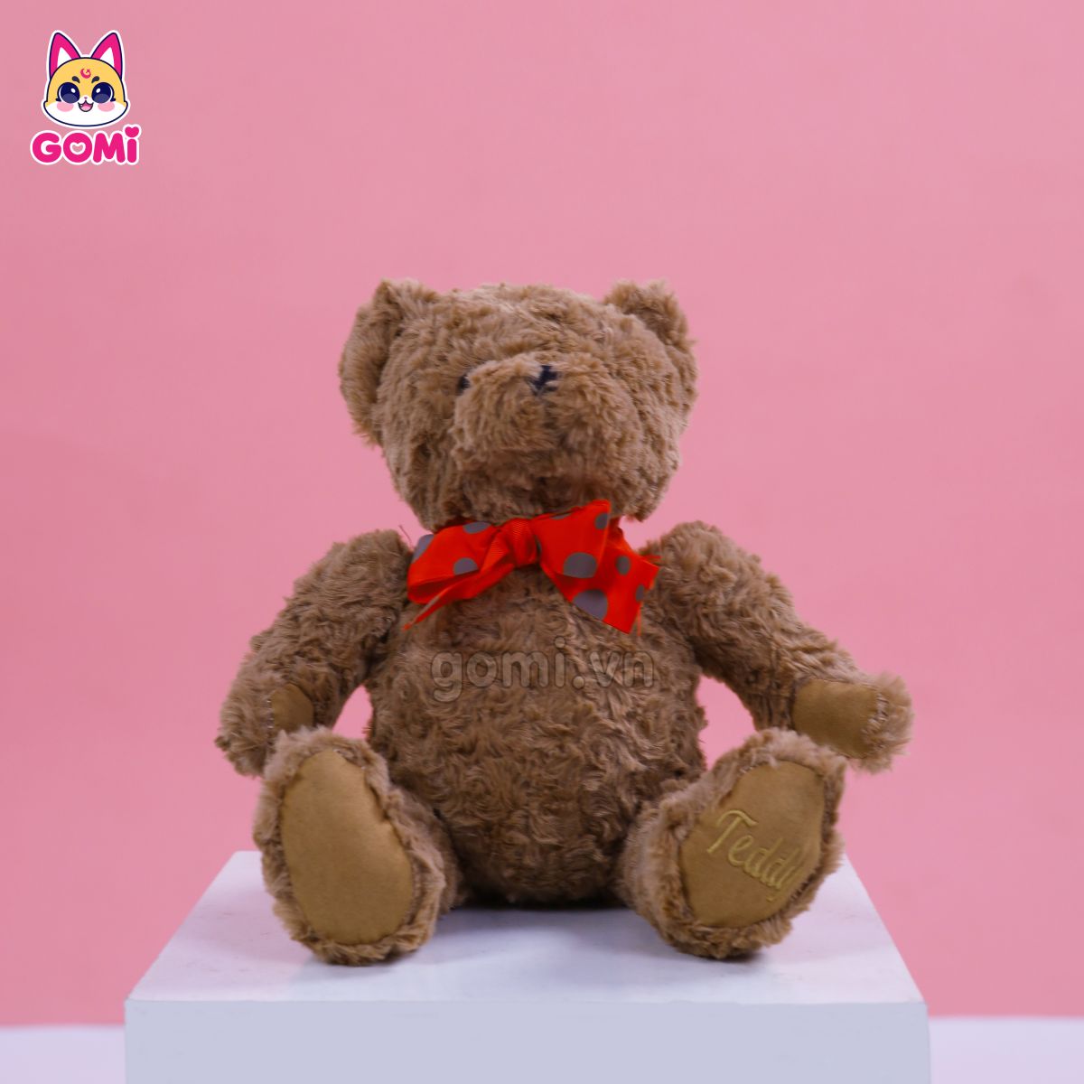 Gấu bông Teddy Nơ Đỏ Chấm Bi