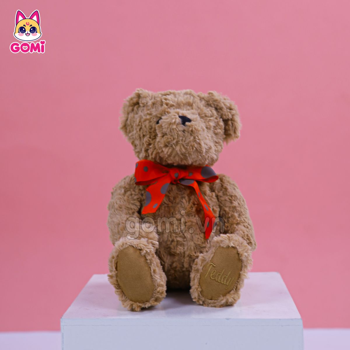 Gấu bông Teddy Nơ Đỏ Chấm Bi