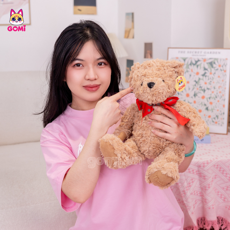 Gấu Bông Teddy Nơ Đỏ Chấm Bi