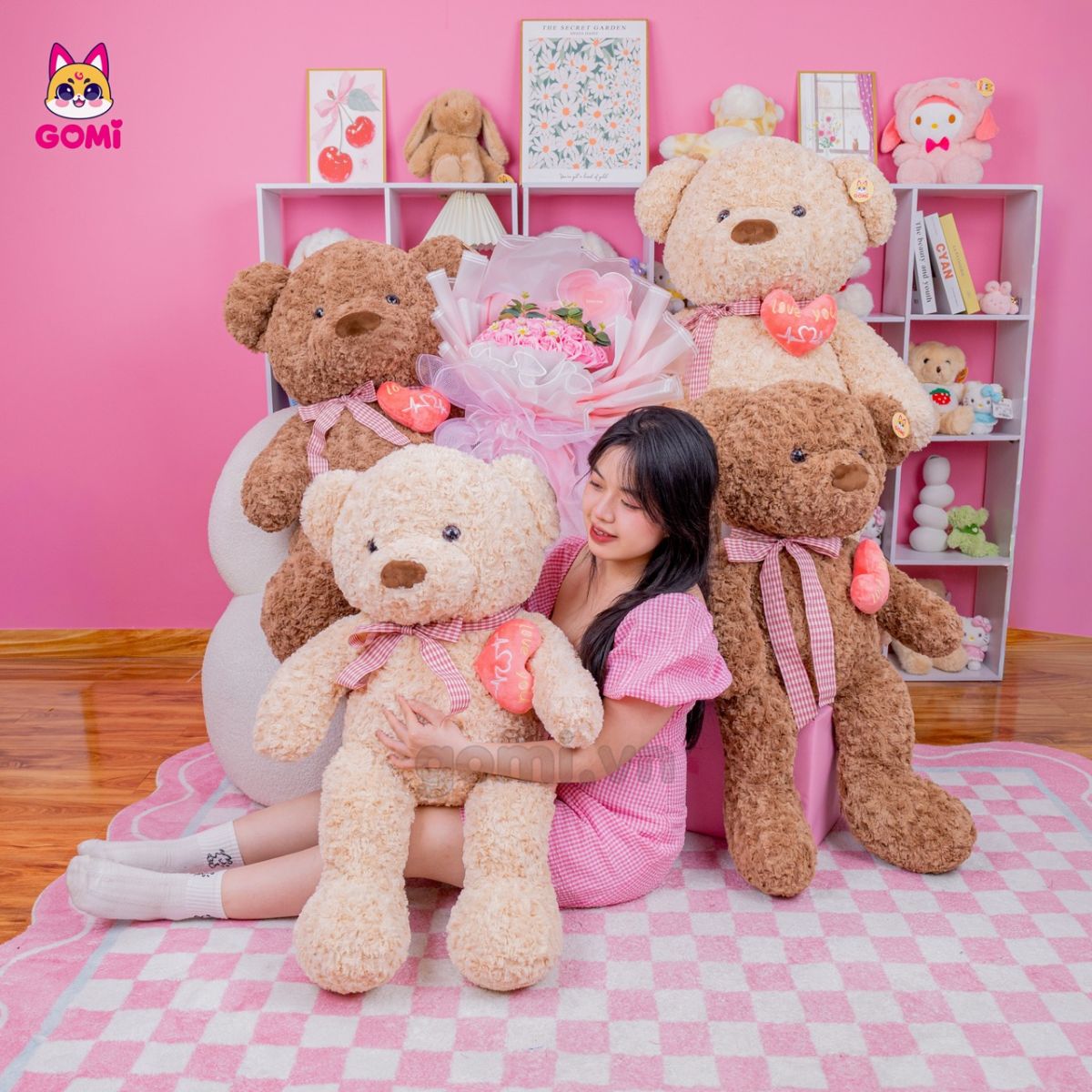 Gấu Bông Teddy Nơ Tim Rút