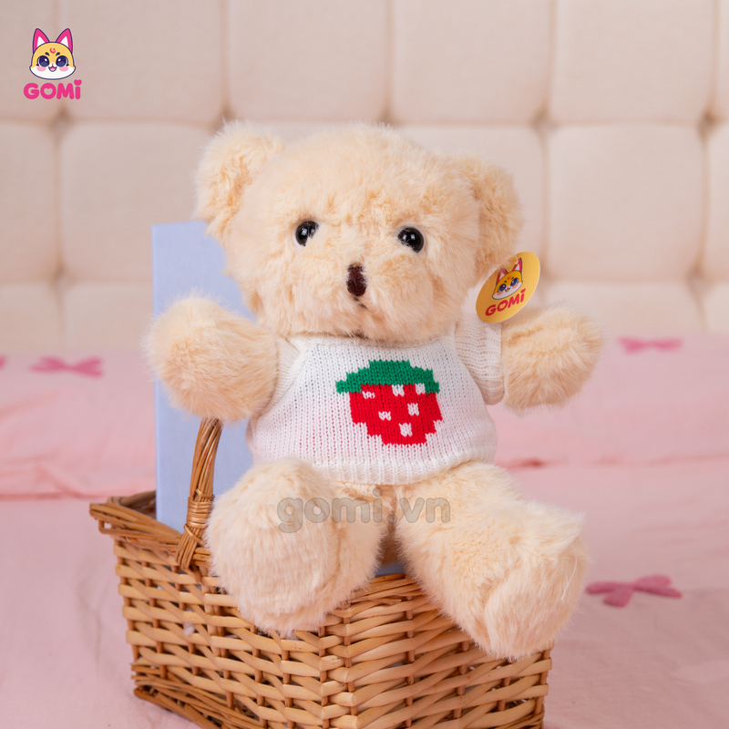 Gấu Bông Teddy Áo Len Dâu Tây