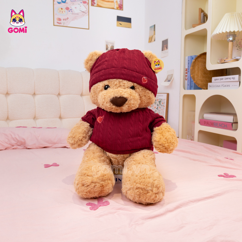 Gấu Bông Teddy Áo Len Mũ Đỏ