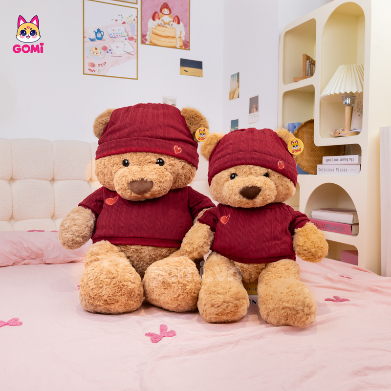 Gấu Bông Teddy Áo Len Mũ Đỏ
