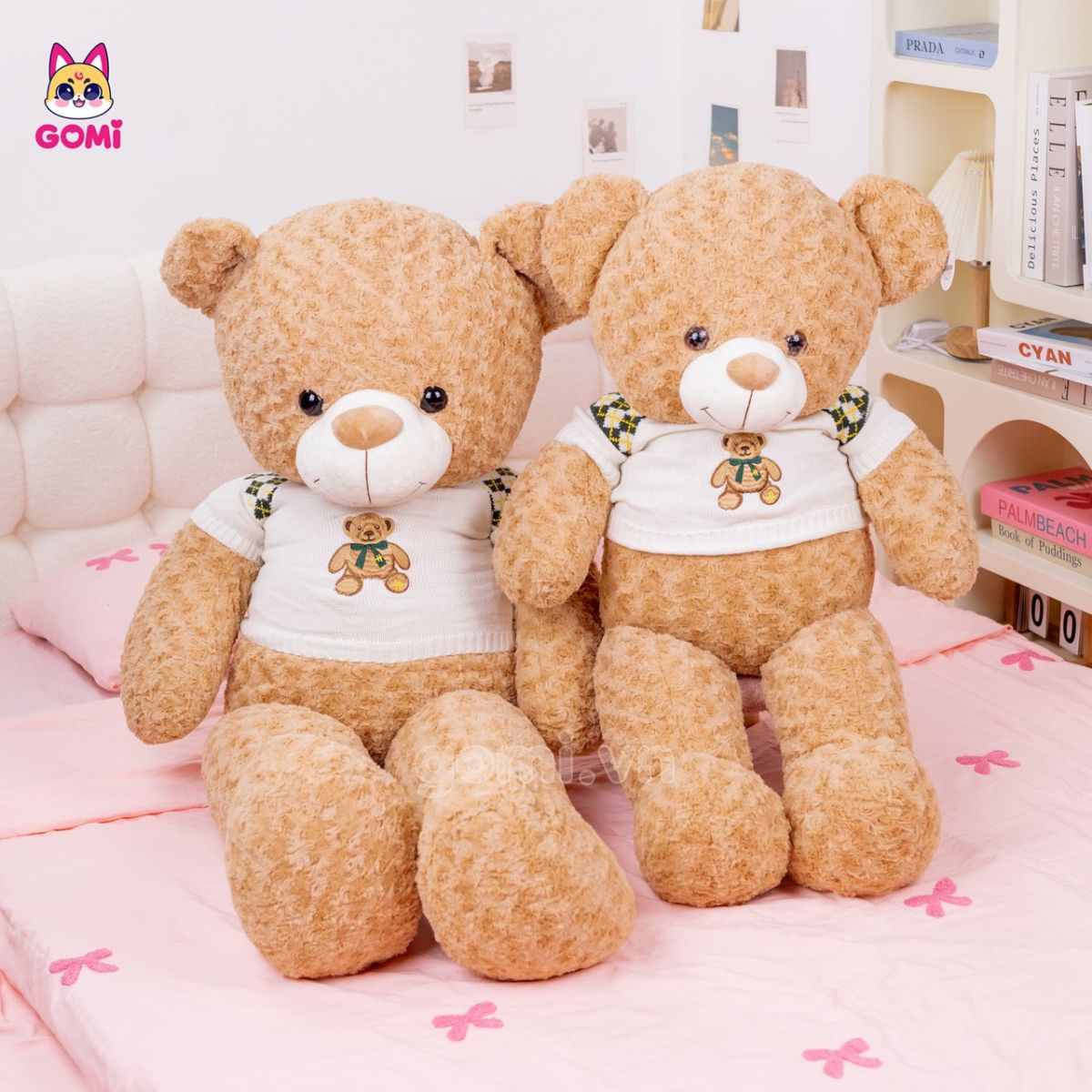 Gấu Bông Teddy Áo Len Trắng Thêu Gấu