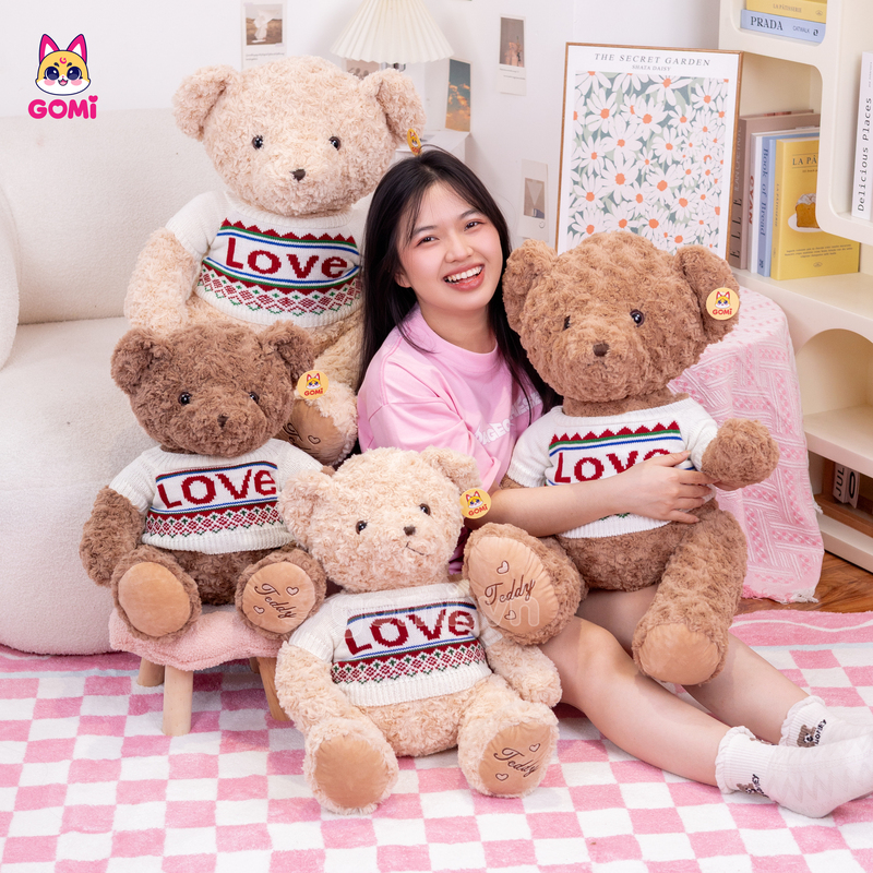 Gấu Bông Teddy Áo Thổ Cẩm Love