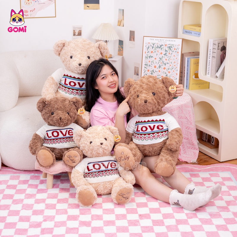 Gấu Bông Teddy Áo Thổ Cẩm Love