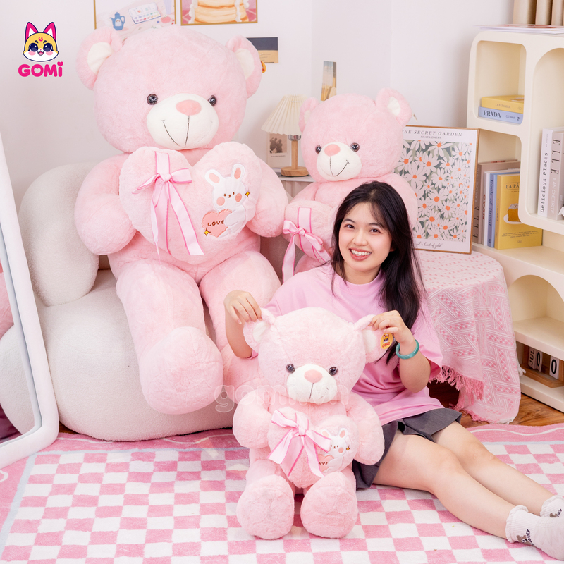 Gấu Bông Teddy Ôm Tim Thỏ