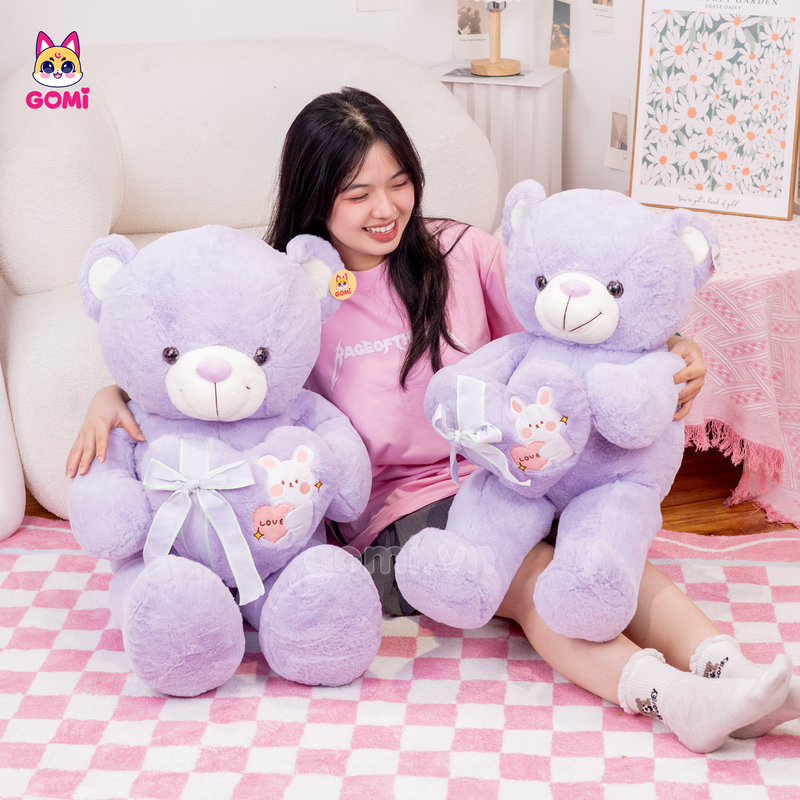 Gấu Bông Teddy Ôm Tim Thỏ