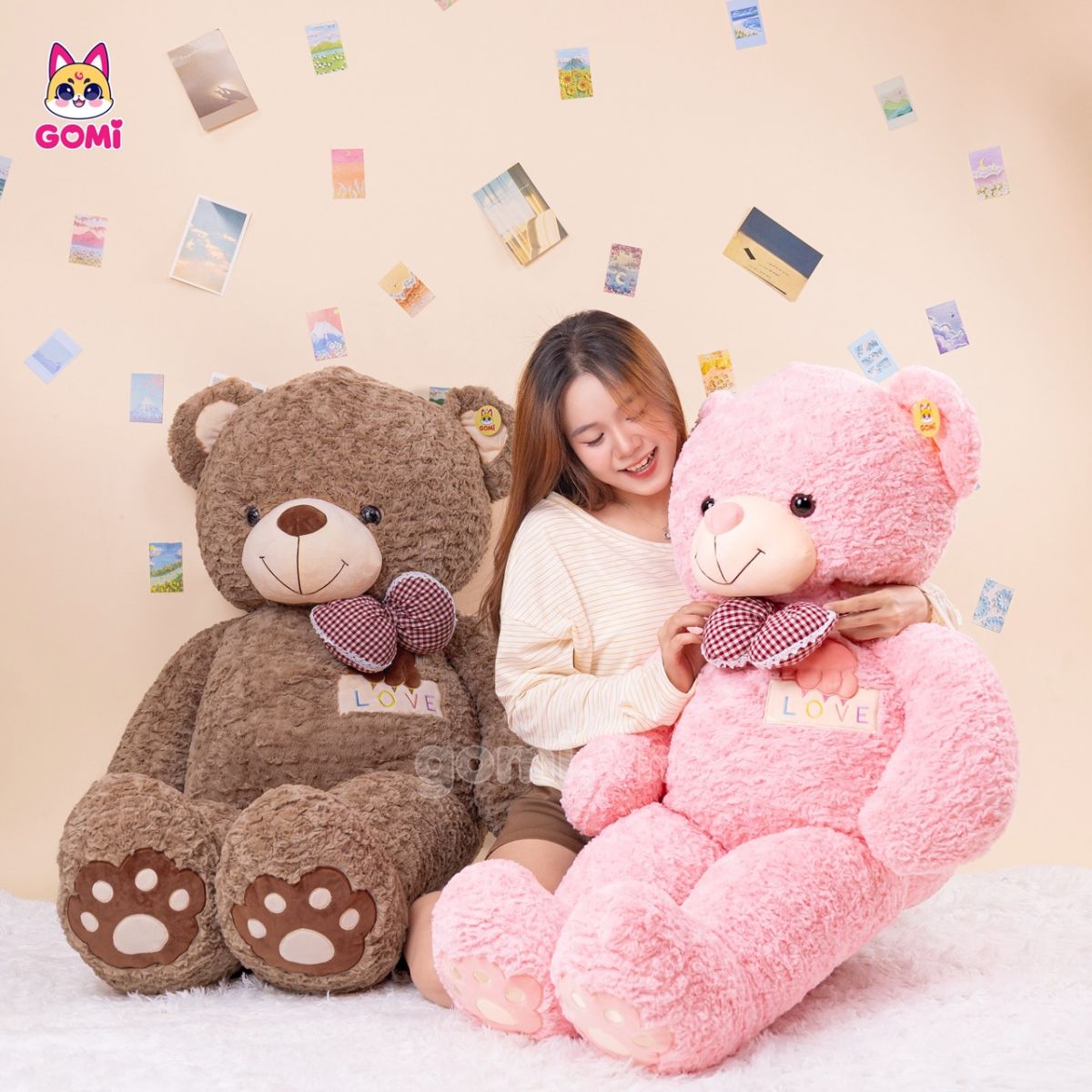 Gấu Bông Teddy Lông Xoắn Ngực Love