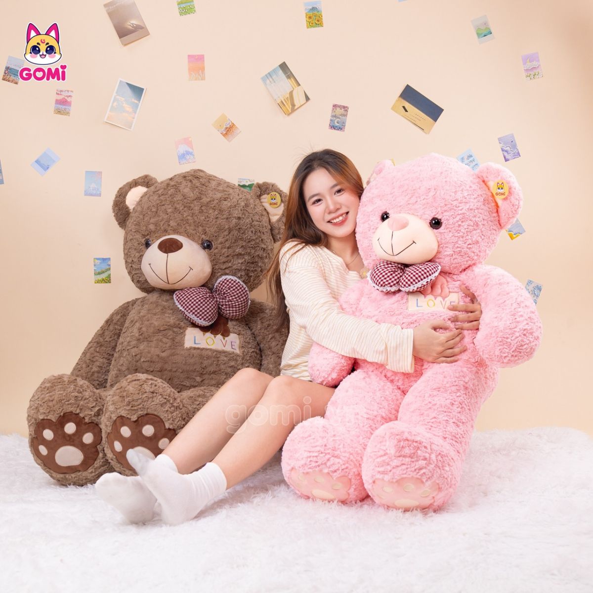 Gấu Bông Teddy Lông Xoắn Ngực Love