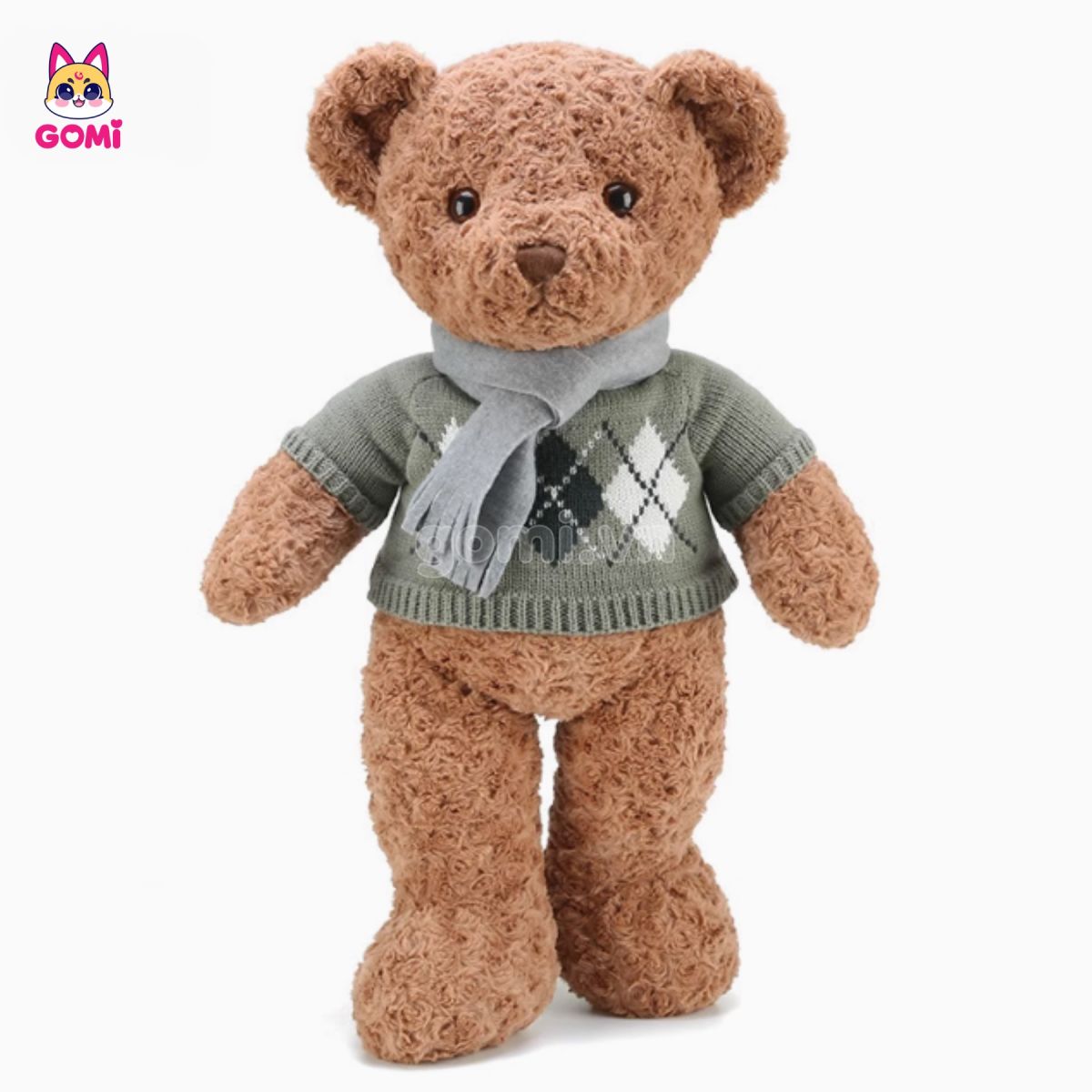 Gấu Bông Teddy Lông Xoắn Quàng Khăn