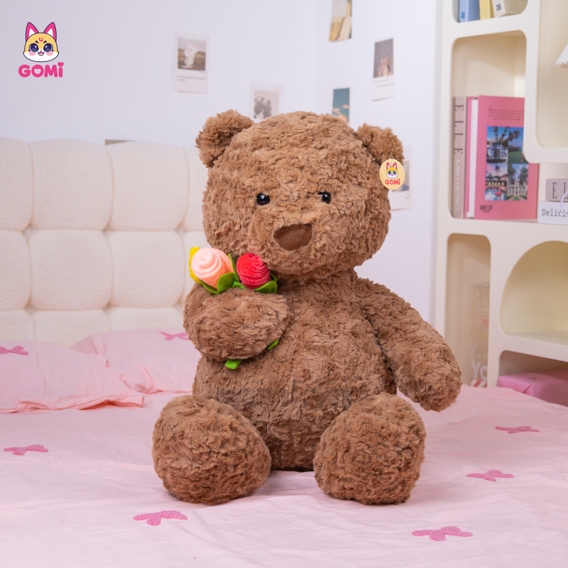 Gấu Bông Teddy Nâu Ôm 3 Bông