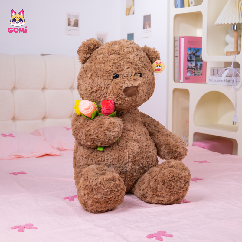 Gấu Bông Teddy Nâu Ôm 3 Bông