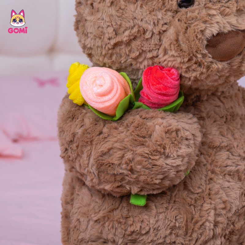 Gấu Bông Teddy Nâu Ôm 3 Bông