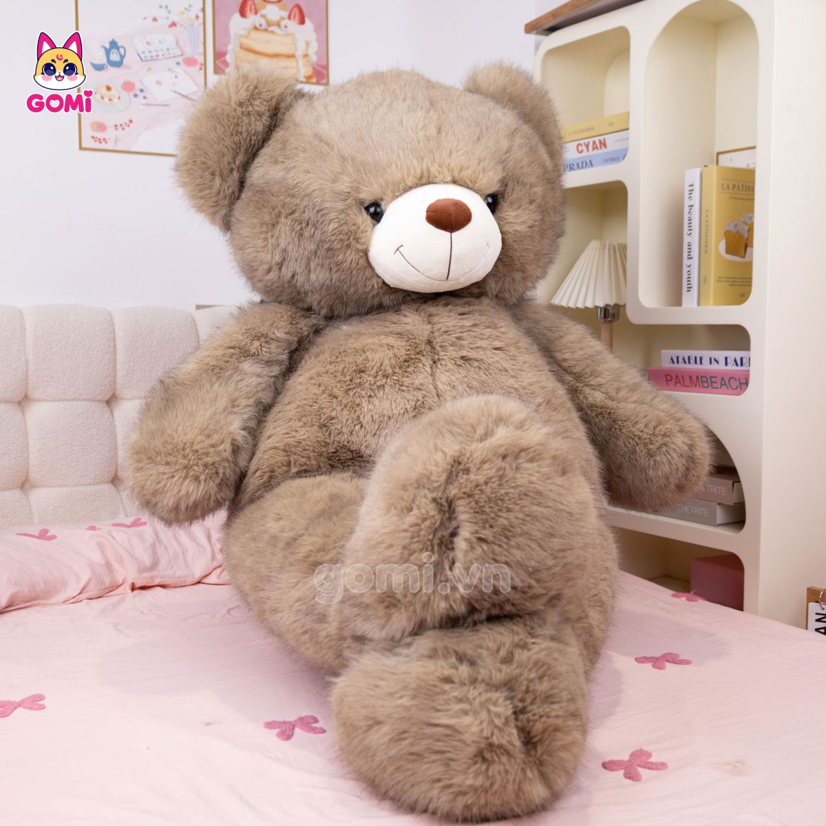 Gấu Bông Teddy Xù Nơ Caro