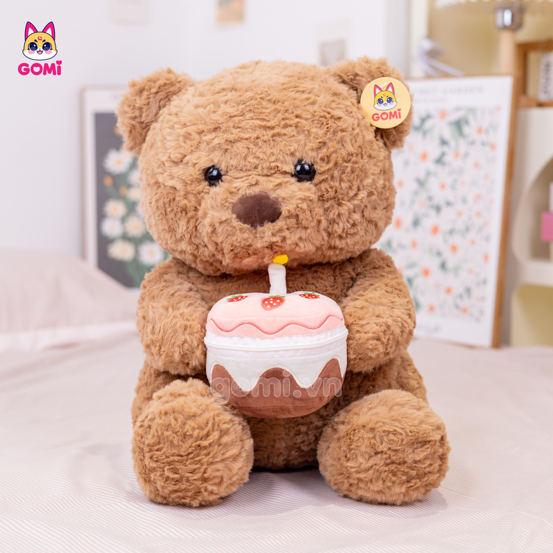 Gấu Bông Teddy Ngồi Ôm Bánh