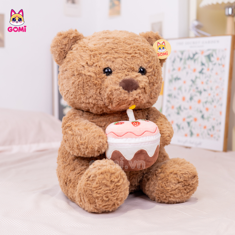 Gấu Bông Teddy Ngồi Ôm Bánh