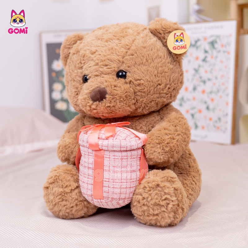 Gấu Bông Teddy Ngồi Ôm Quà