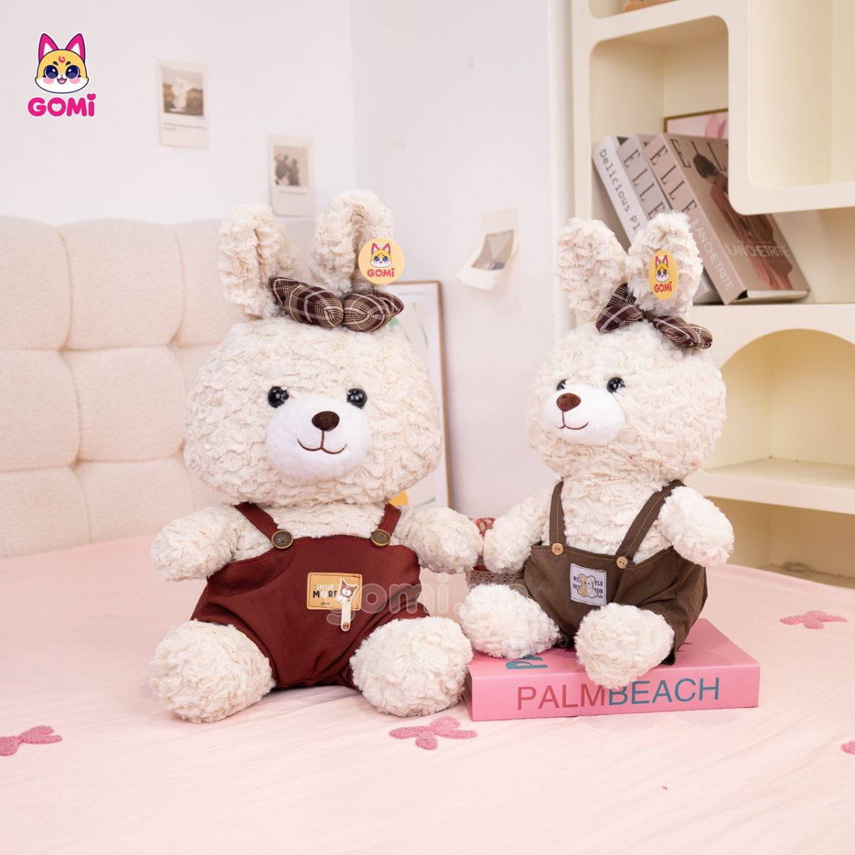 Gấu Bông Thỏ Lông Xoắn Yếm Nơ