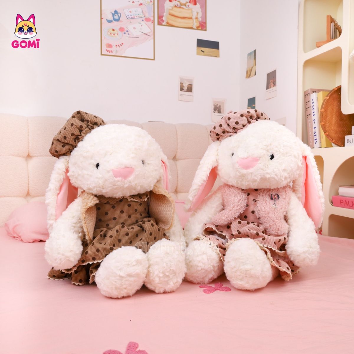 Gấu Bông Thỏ Váy Nón Chấm Bi