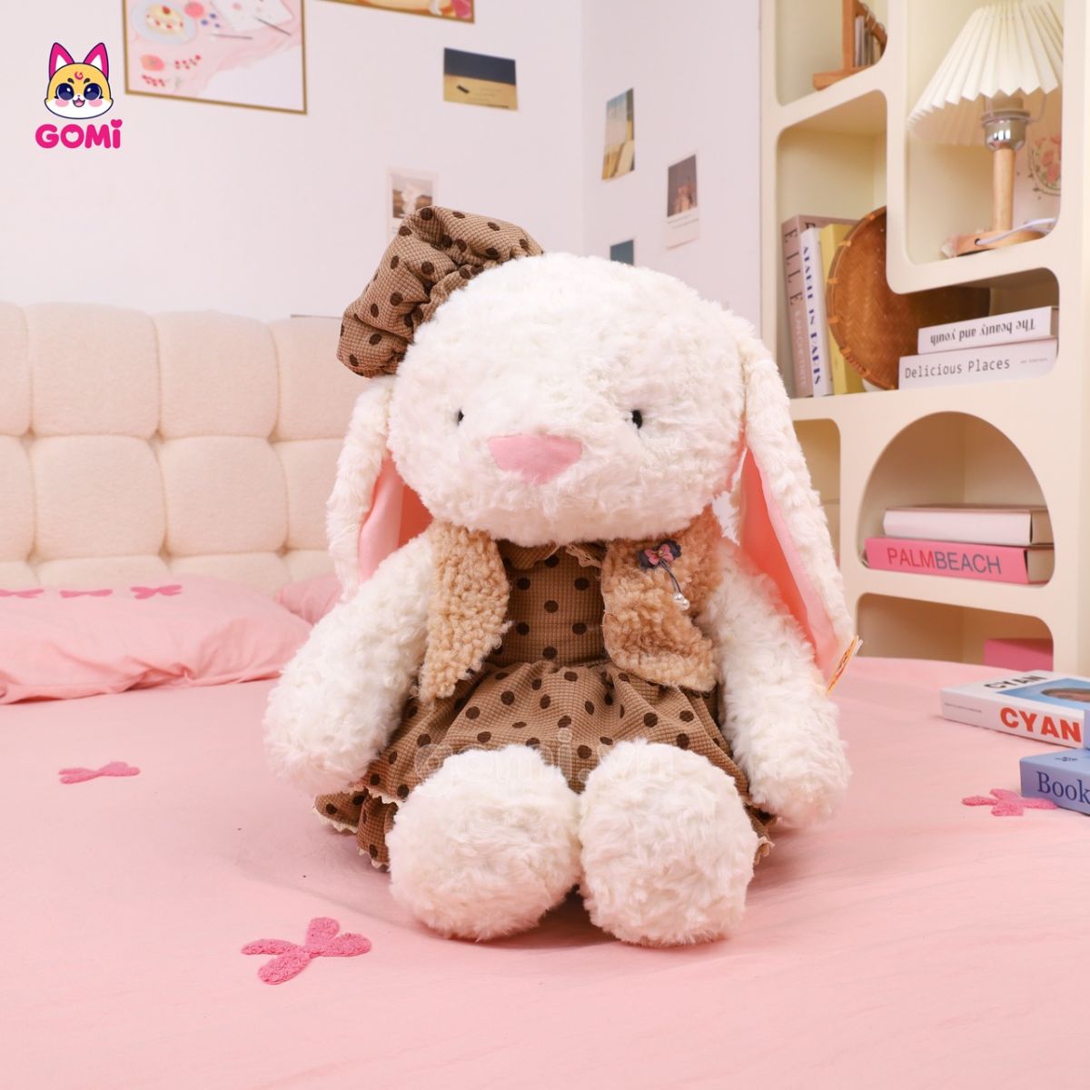 Gấu Bông Thỏ Váy Nón Chấm Bi