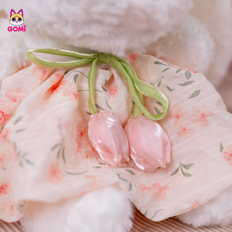 Gấu Bông Thỏ Nơ Hoa Tulip